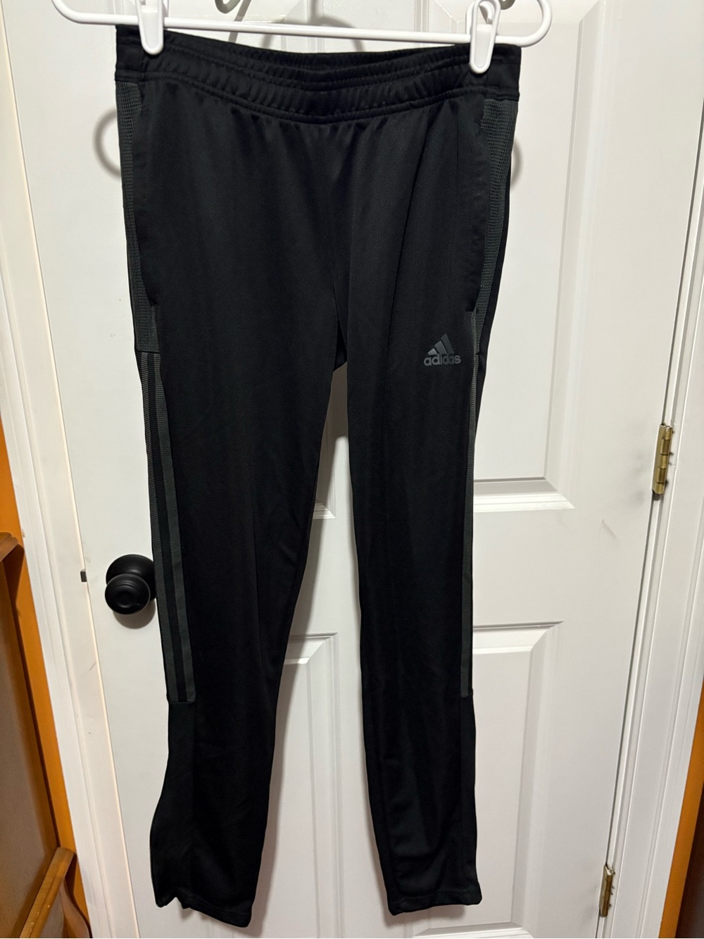 adidas Black Kids Training Joggers with Dark Gray Stripes